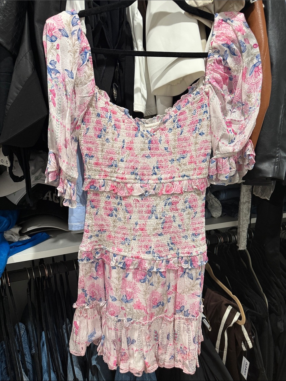 HEMANT & NANDITA Pink and Blue Floral Smocked Tunic